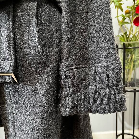 NEW Willi Smith Wool Classic Belted Longline Knit Swing Embellished Car Coat S - Picture 10 of 16